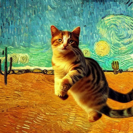 Lovely Cat in Van Gogh Style