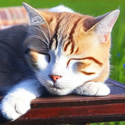 Sleeping Cat with Negative Prompt